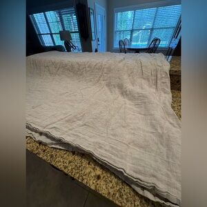 Restoration Hardware 100% Linen Flat Sheet King Size Beige Natural